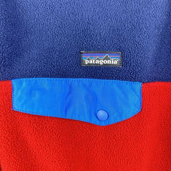 Patagonia Synchilla Snap T Fleece Pullover Mens L Navy Andes Blue Red Retro 2014 - Picture 3 of 12